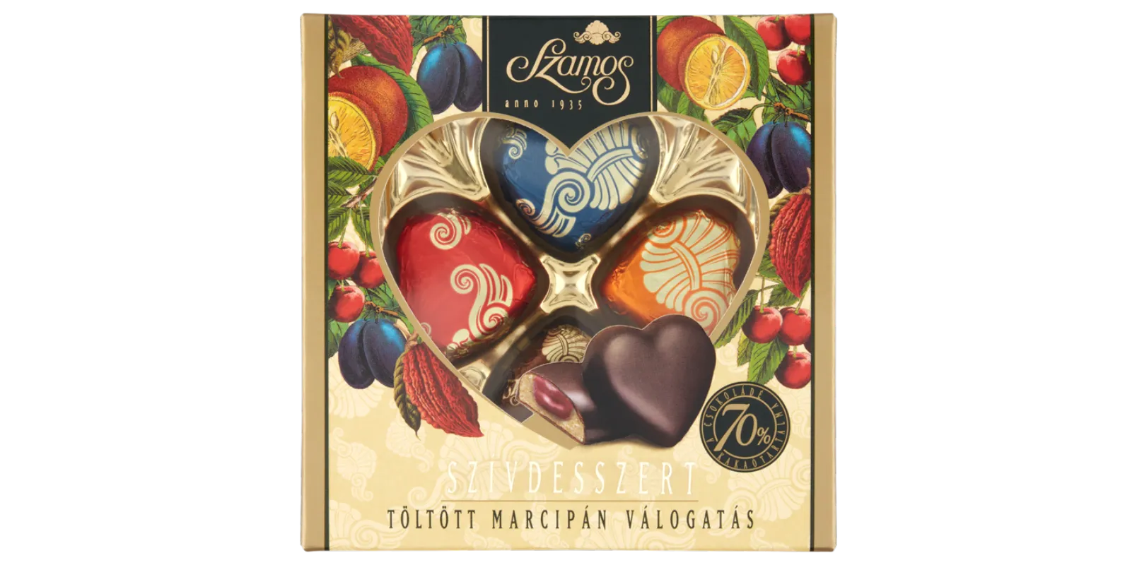 Töltött szívdesszert díszdoboz 50g