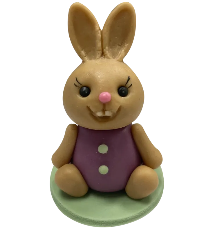 Barna nyuszi lila ruhás 60g