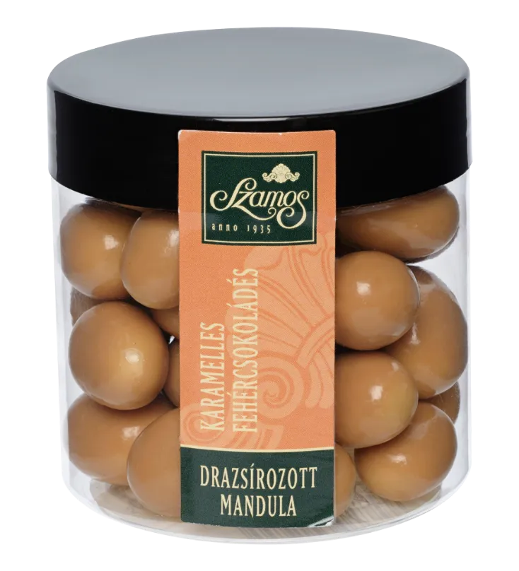 Drazsírozott mandula - Karamelles fehércsokoládés 130g