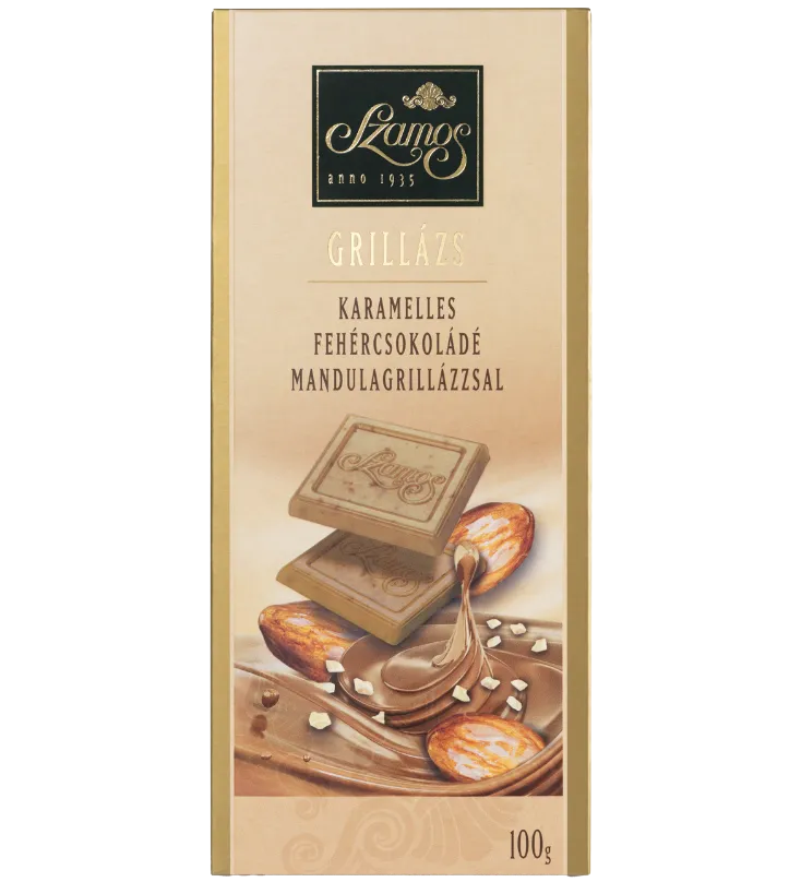 Grillázsos fehércsokoládé tábla 100g                    