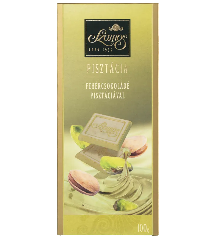 Pisztáciás fehércsokoládé tábla 100g                    