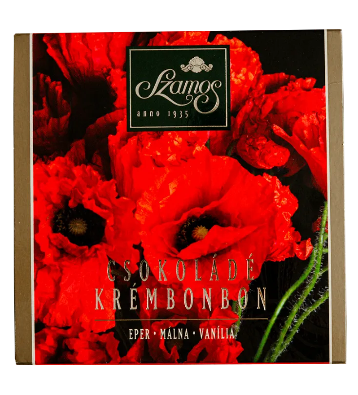 Csokoládé krémbonbon díszdoboz 62 g Pipacsos