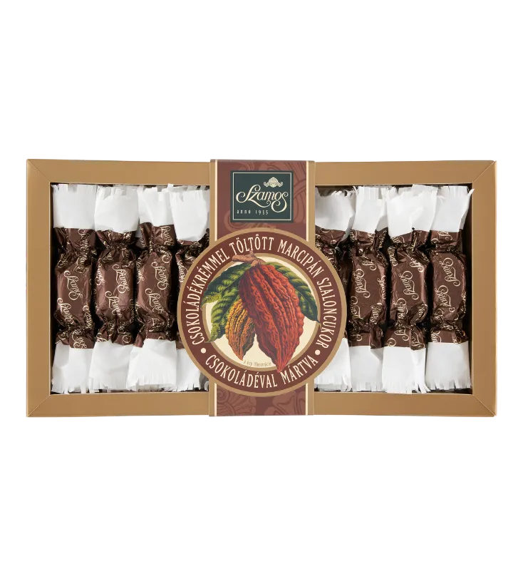 Töltött marcipán szaloncukor csokoládés doboz 250g 